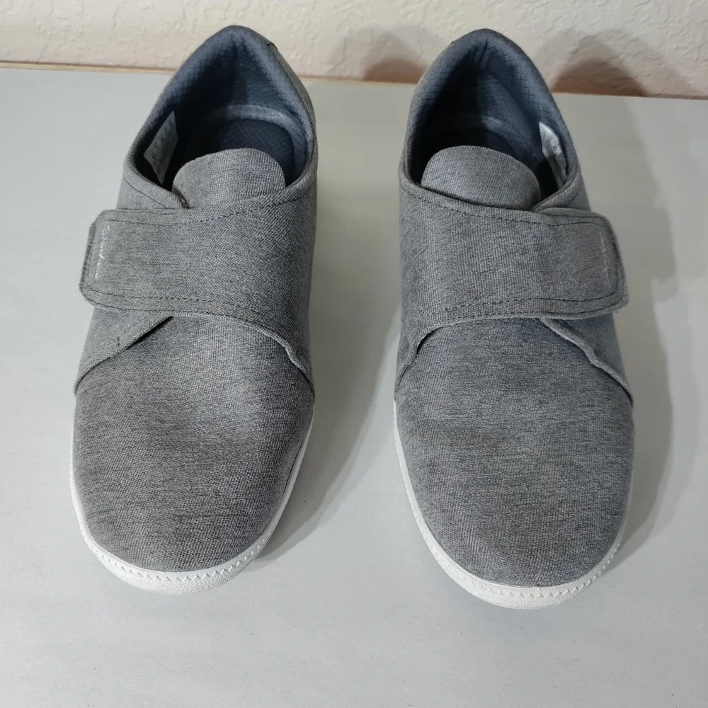 Skechers Womens Gray Textile Hook and Loop Slip On Sneakers 27114 Size 10